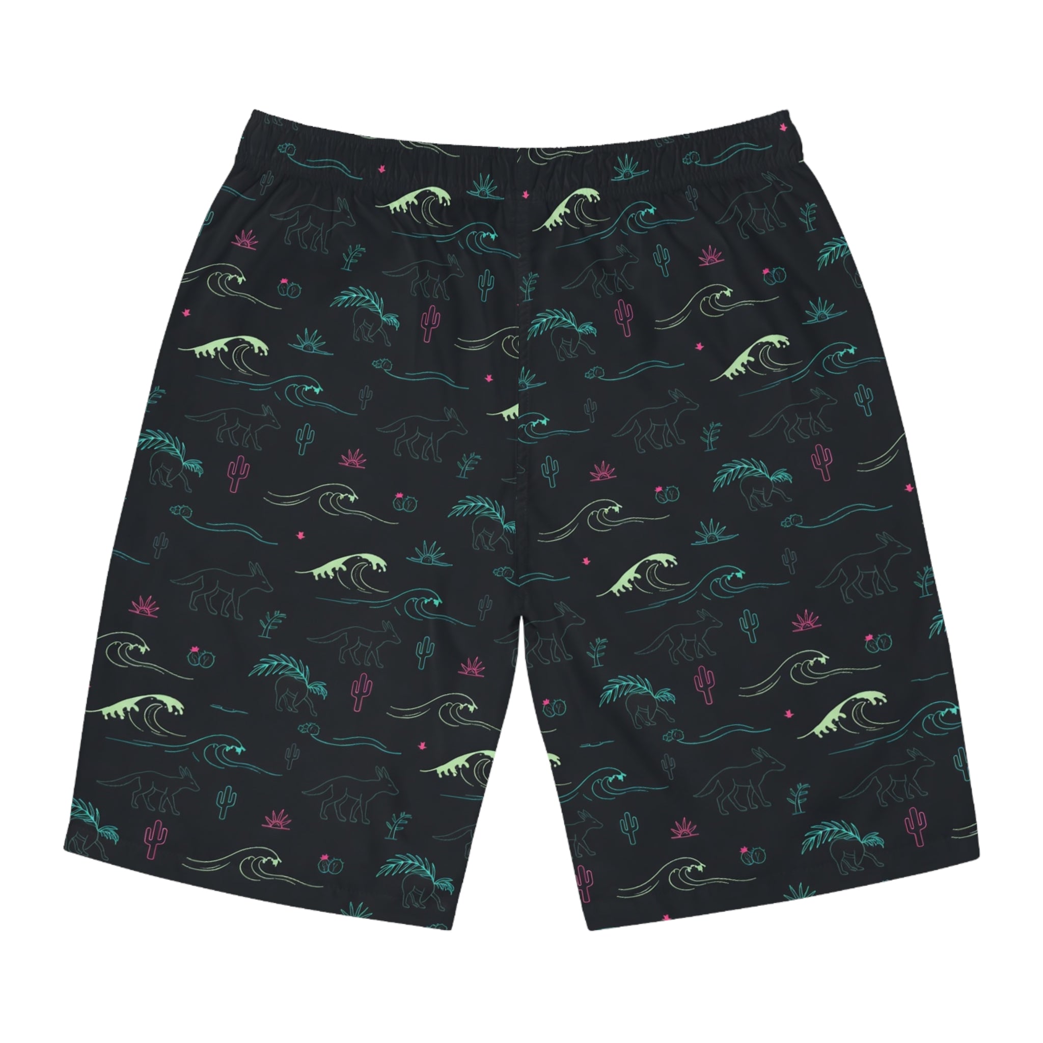 Men's Surf Board Shorts — Dark Tropical Wave Print - COY-OTE 