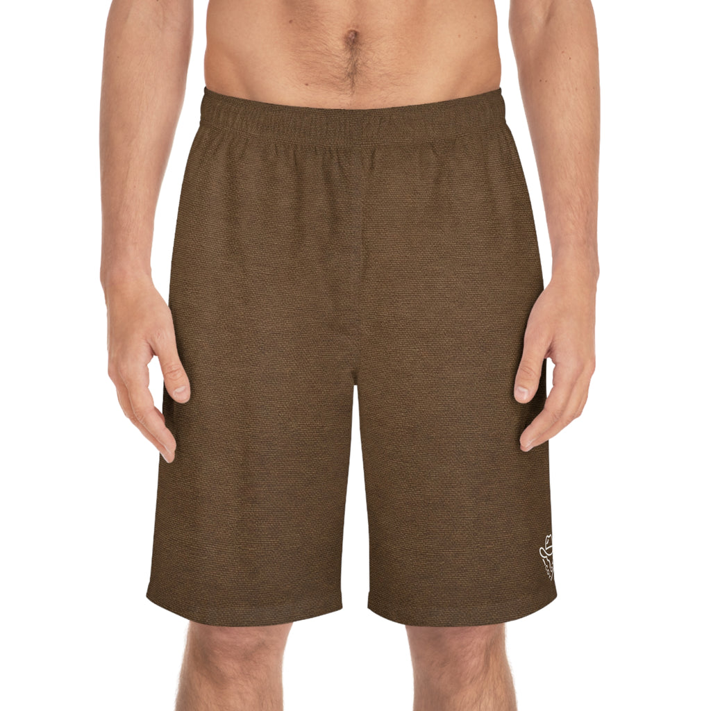 Brown Surf Heart Logo Board Shorts — Men's Casual Beach Swim Trunks - COY-OTE 