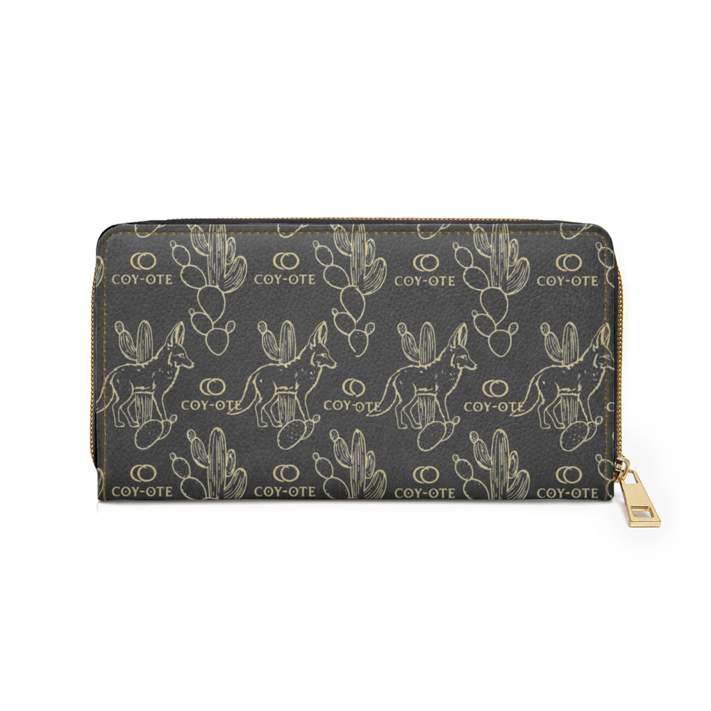 Coyote Pattern Zipper Wallet — Western Desert Monogram RFID Wallet - COY-OTE 