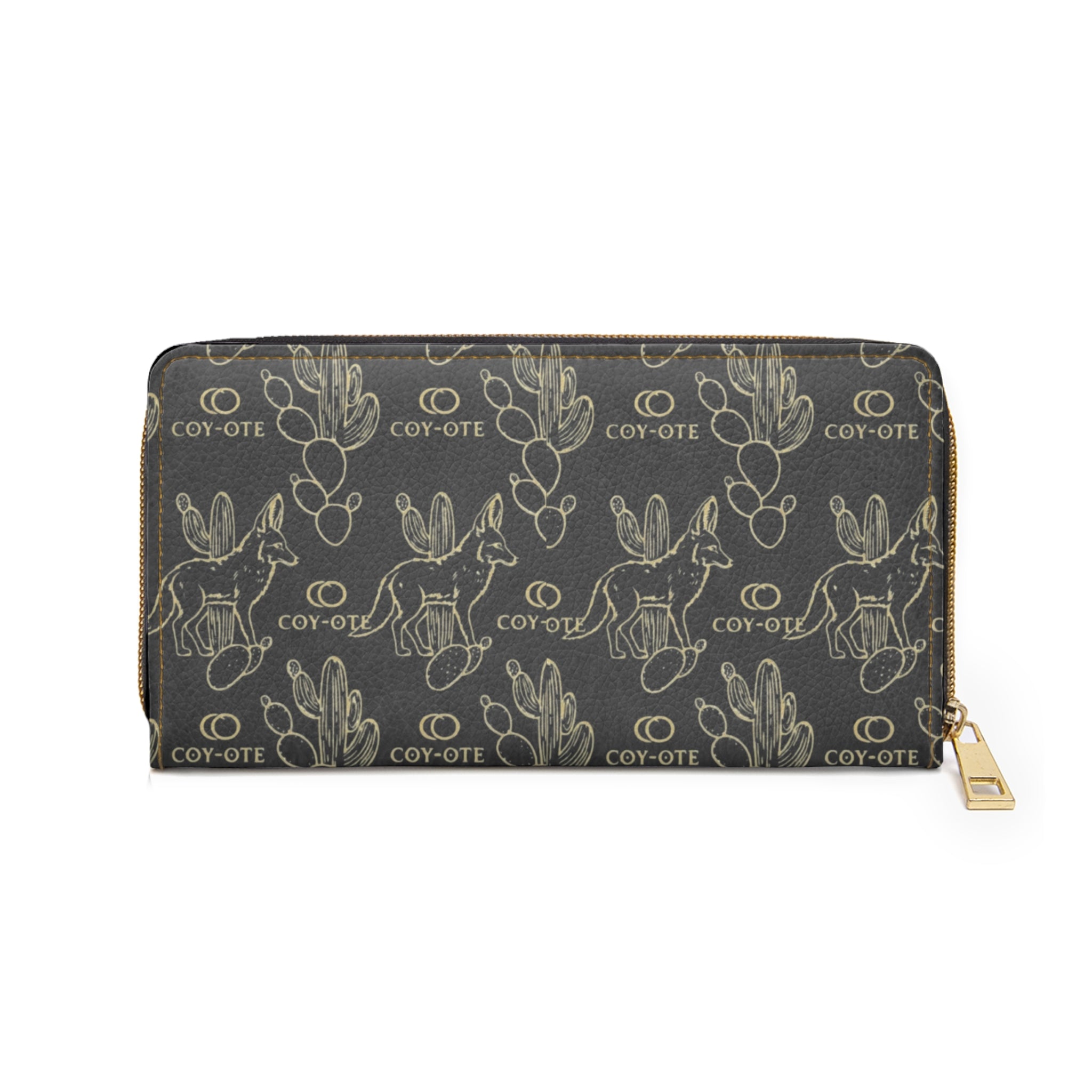 Coyote Pattern Zipper Wallet — Western Desert Monogram RFID Wallet - COY-OTE 
