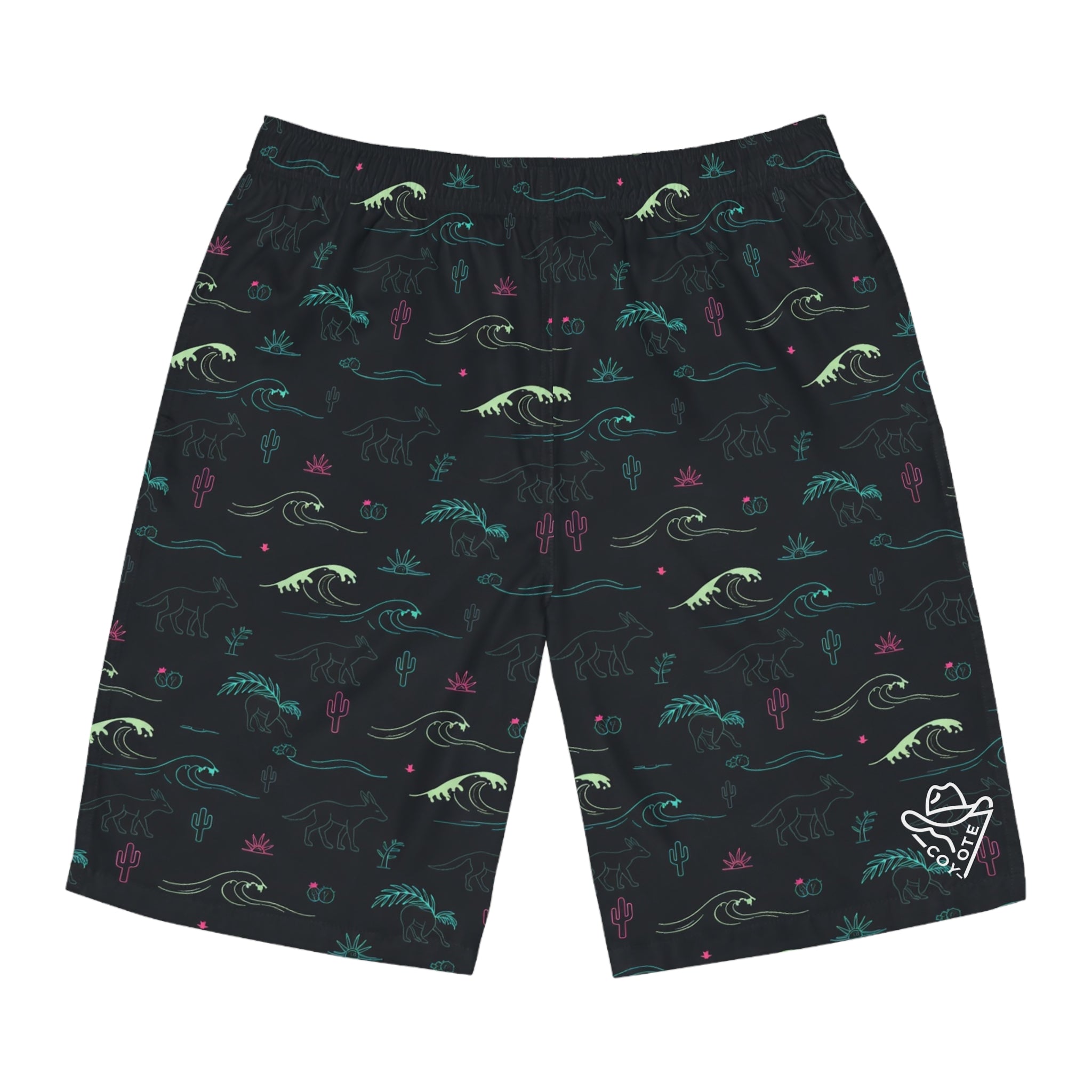 Men's Surf Board Shorts — Dark Tropical Wave Print - COY-OTE 