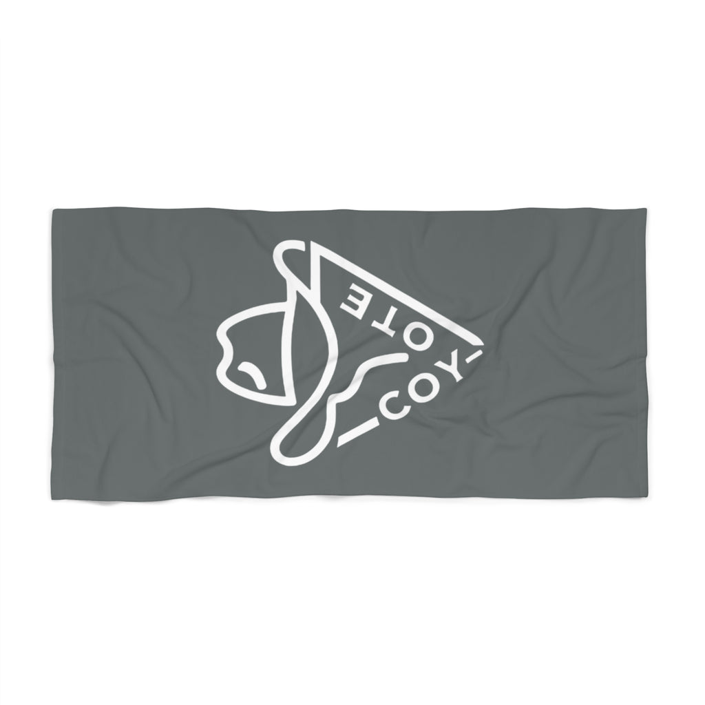 Coyote Surf Graphic Beach Towel – Minimal Cowboy Hat Logo, Coastal Outdoor Towel - COY-OTE 