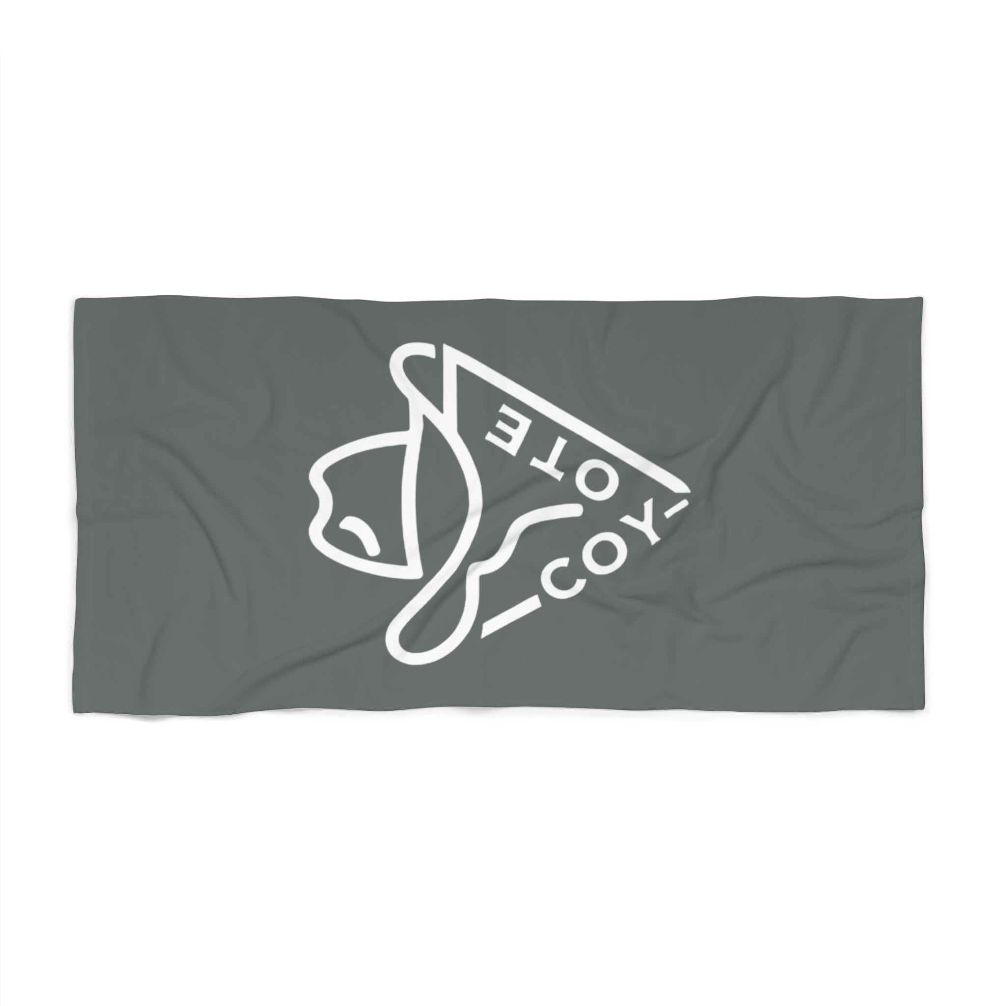 Coyote Surf Graphic Beach Towel – Minimal Cowboy Hat Logo, Coastal Outdoor Towel - COY-OTE 