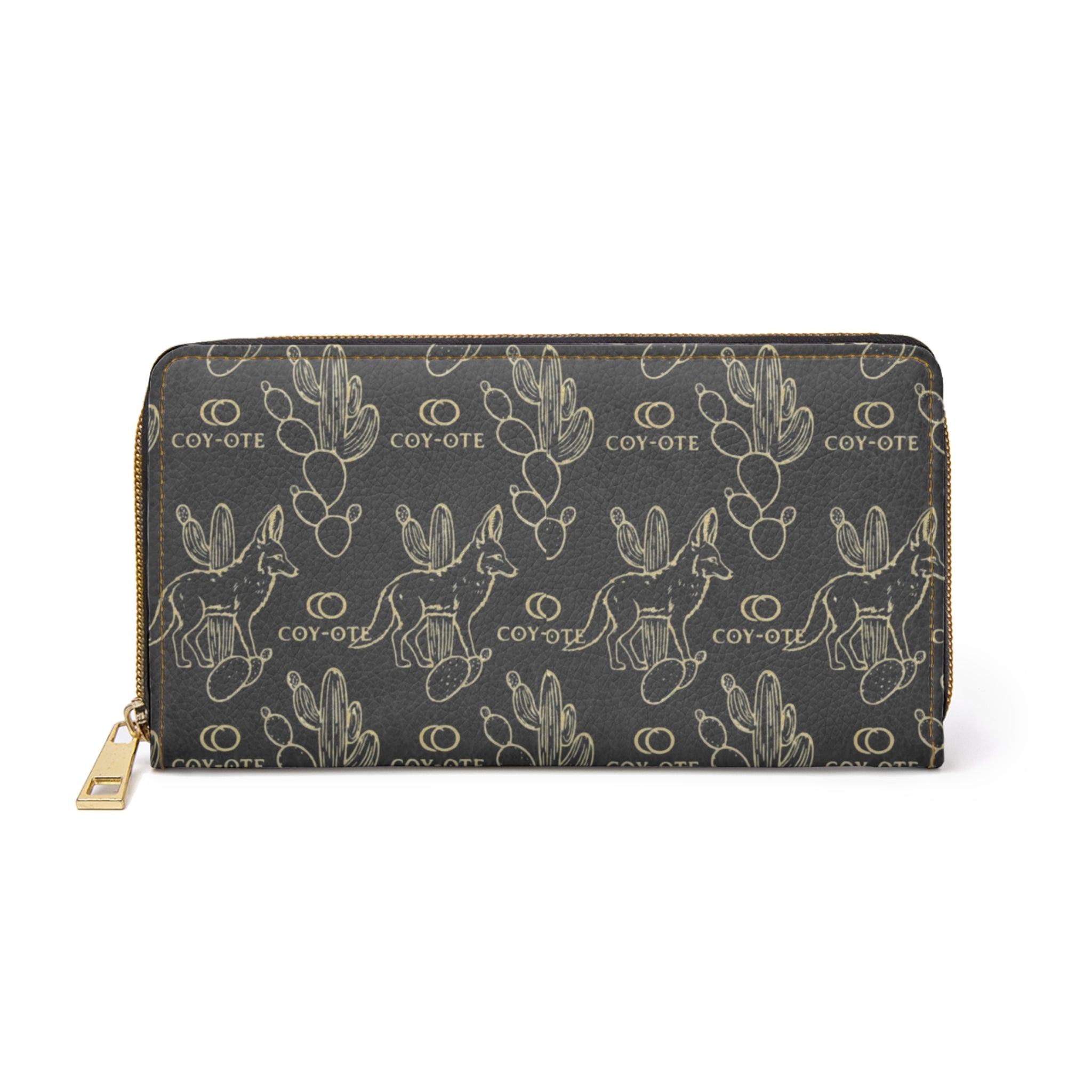 Coyote Pattern Zipper Wallet — Western Desert Monogram RFID Wallet - COY-OTE 