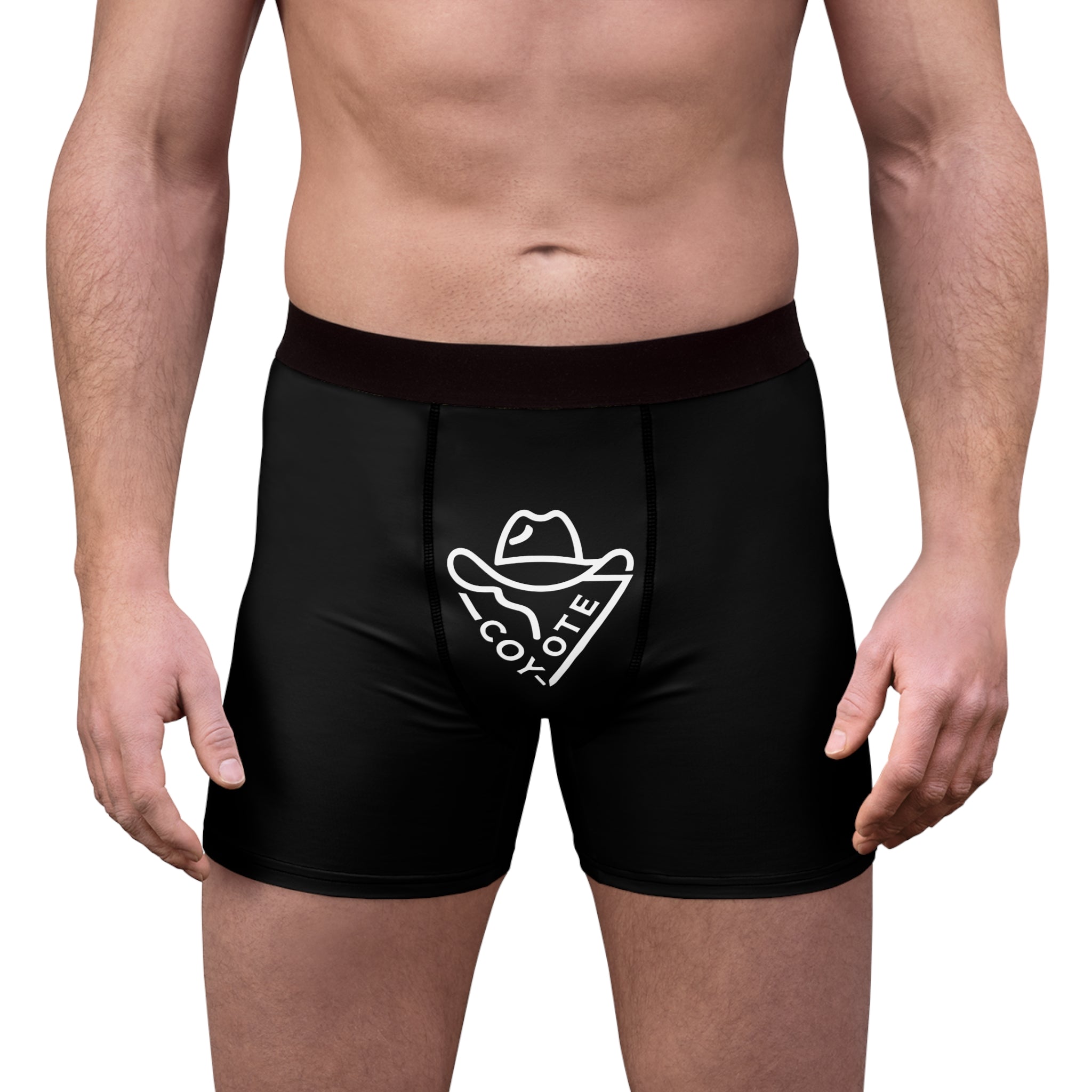 Coyote Cowboy Boxer Briefs — Men’s Black Graphic Underwear - COY-OTE 