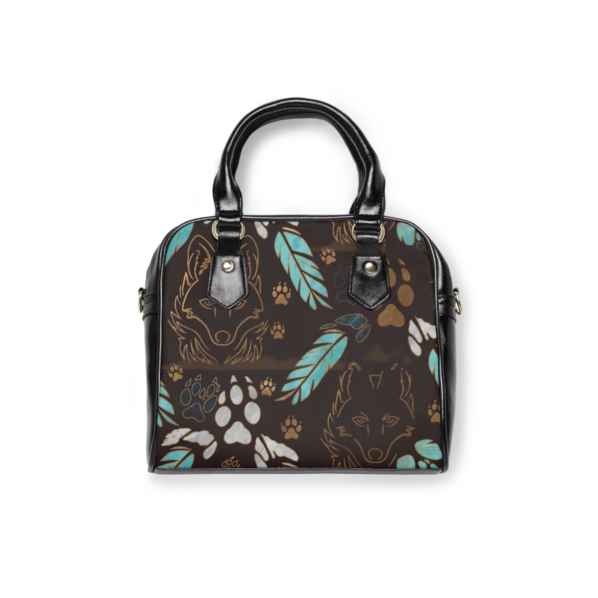 Wolf Paw Floral Shoulder Handbag — Boho Feathered Wolf Print Purse - COY-OTE 