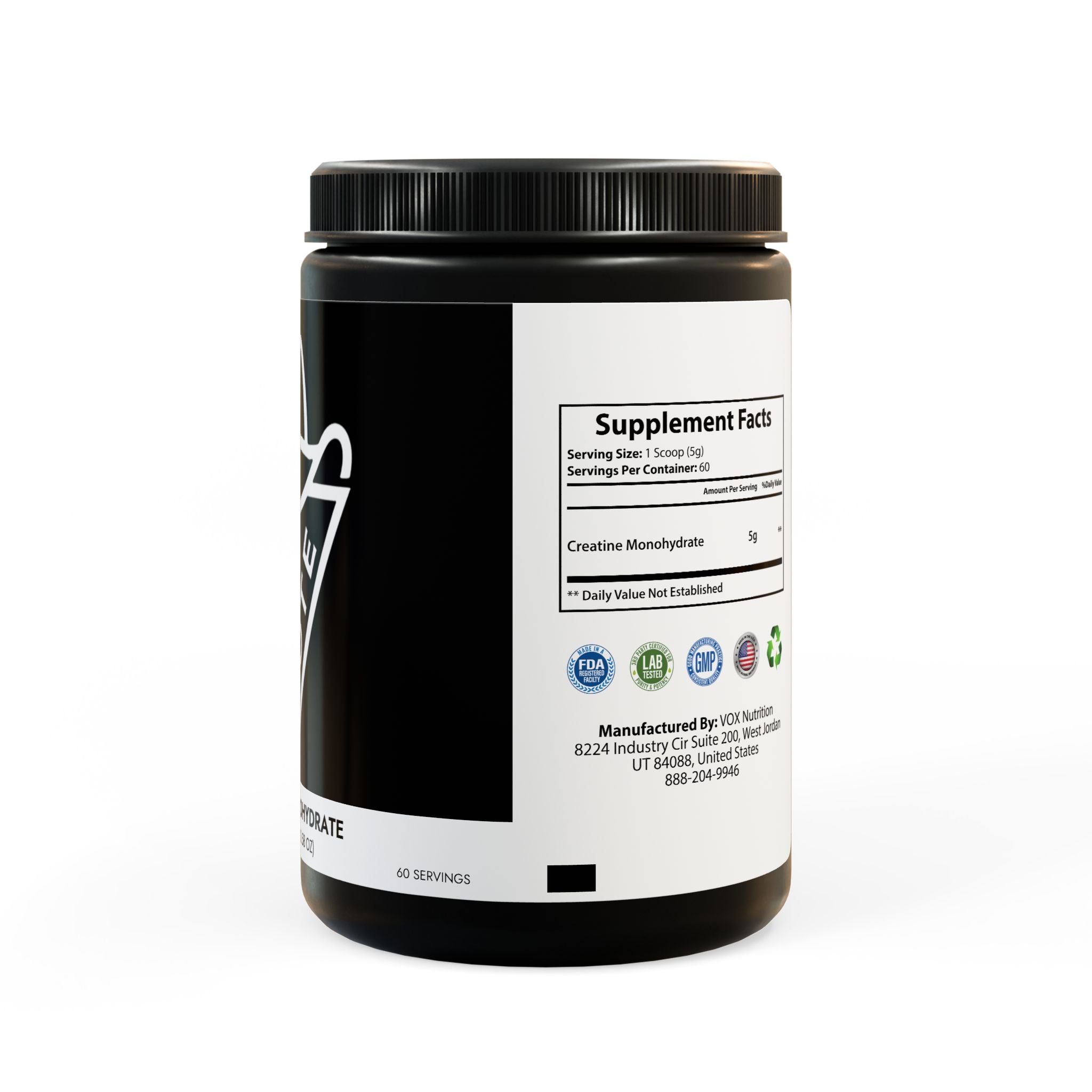 Printify Creatine Monohydrate Supplement in a 300g container, showcasing the label and product details on a white background.
