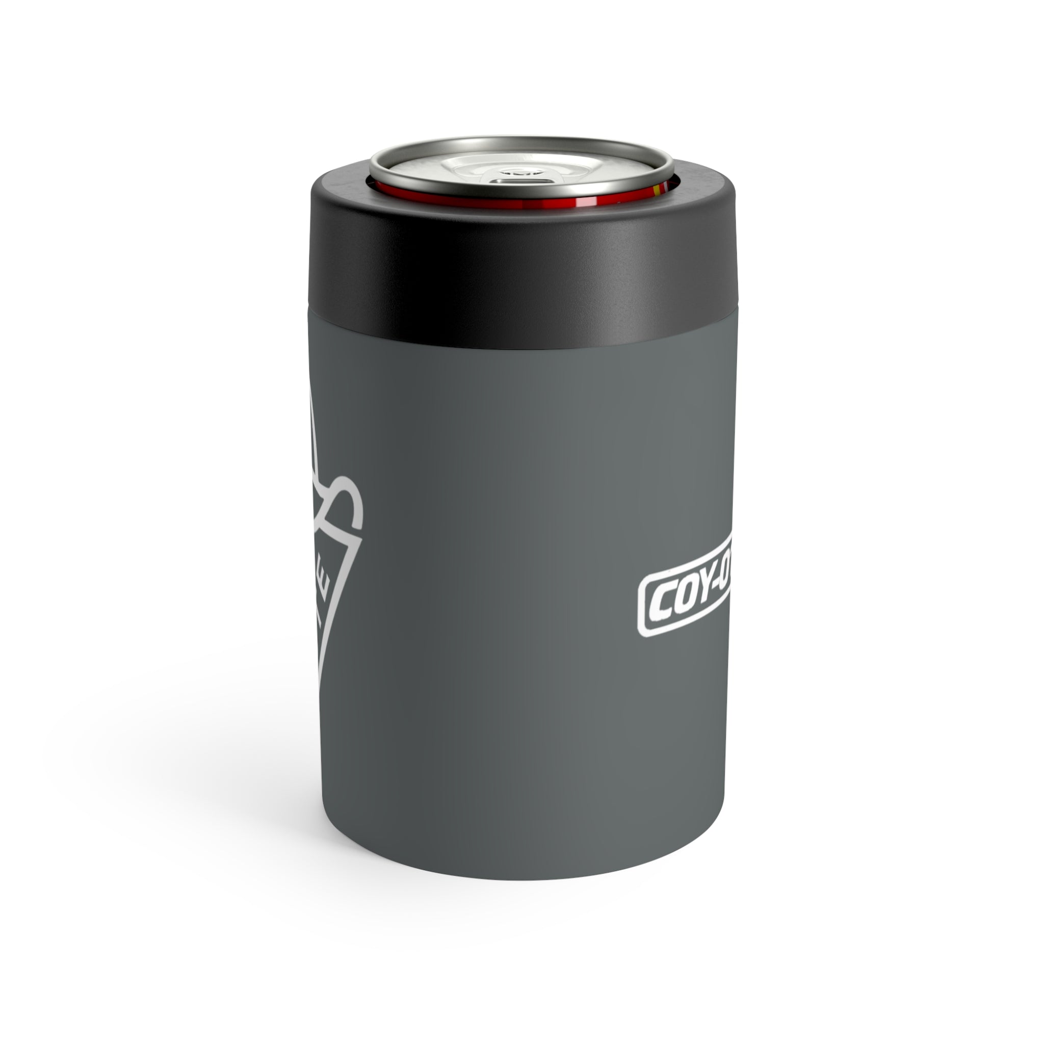 Gray Logo Can Cooler – Insulated Slim Can Holder with White Emblem - COY-OTE 