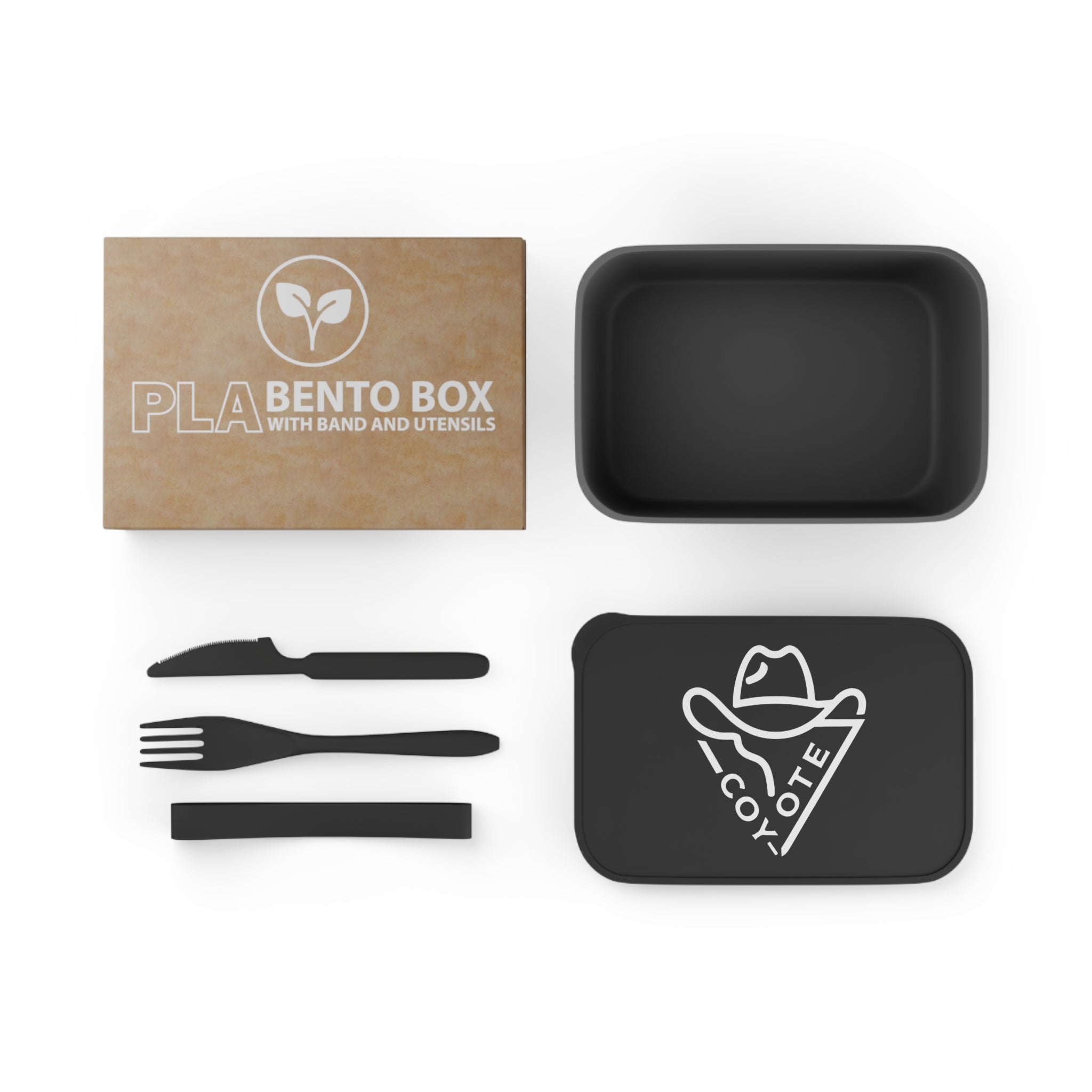 Coyote Cowboy PLA Bento Box with Band & Utensils — Eco Lunch Container - COY-OTE 