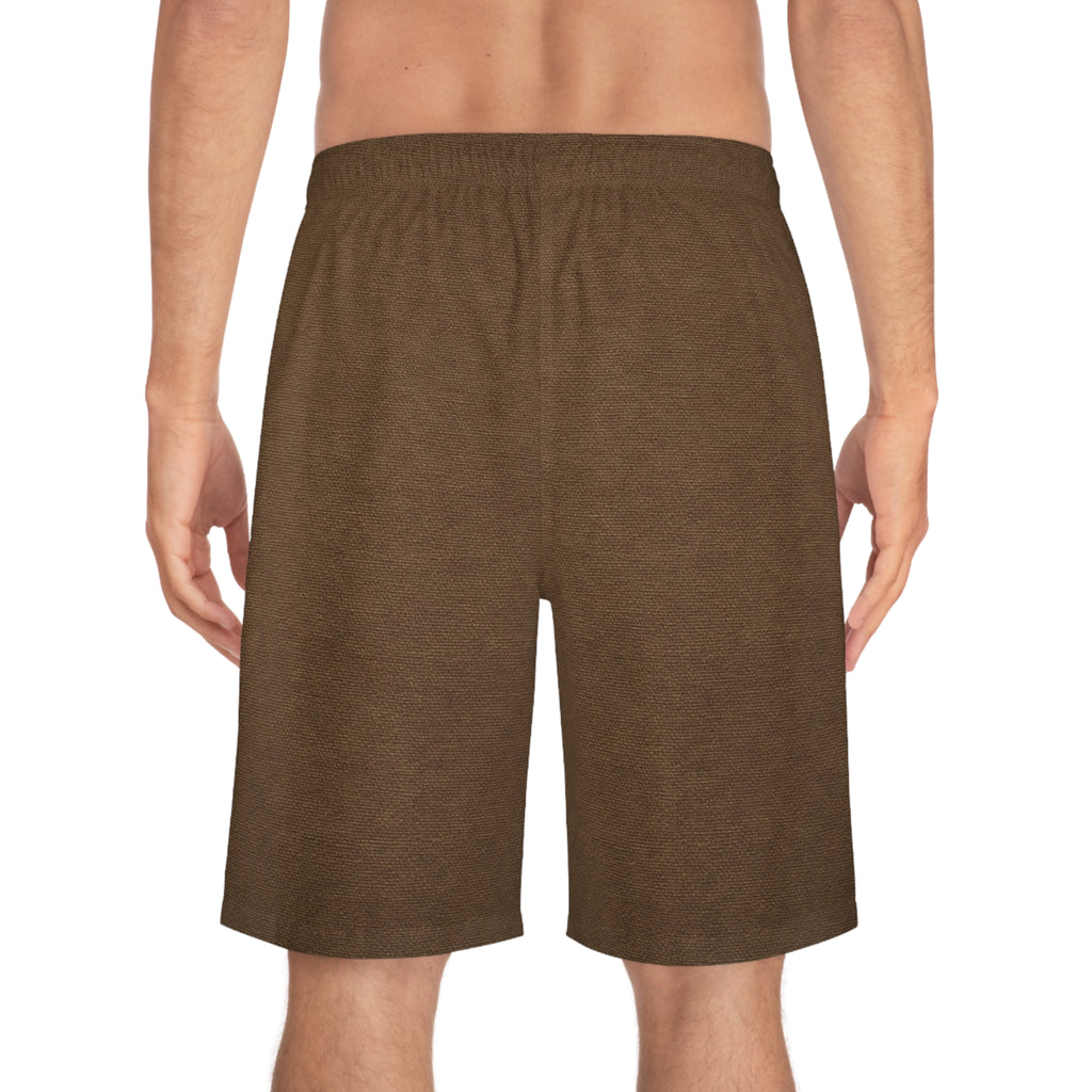 Brown Surf Heart Logo Board Shorts — Men's Casual Beach Swim Trunks - COY-OTE 