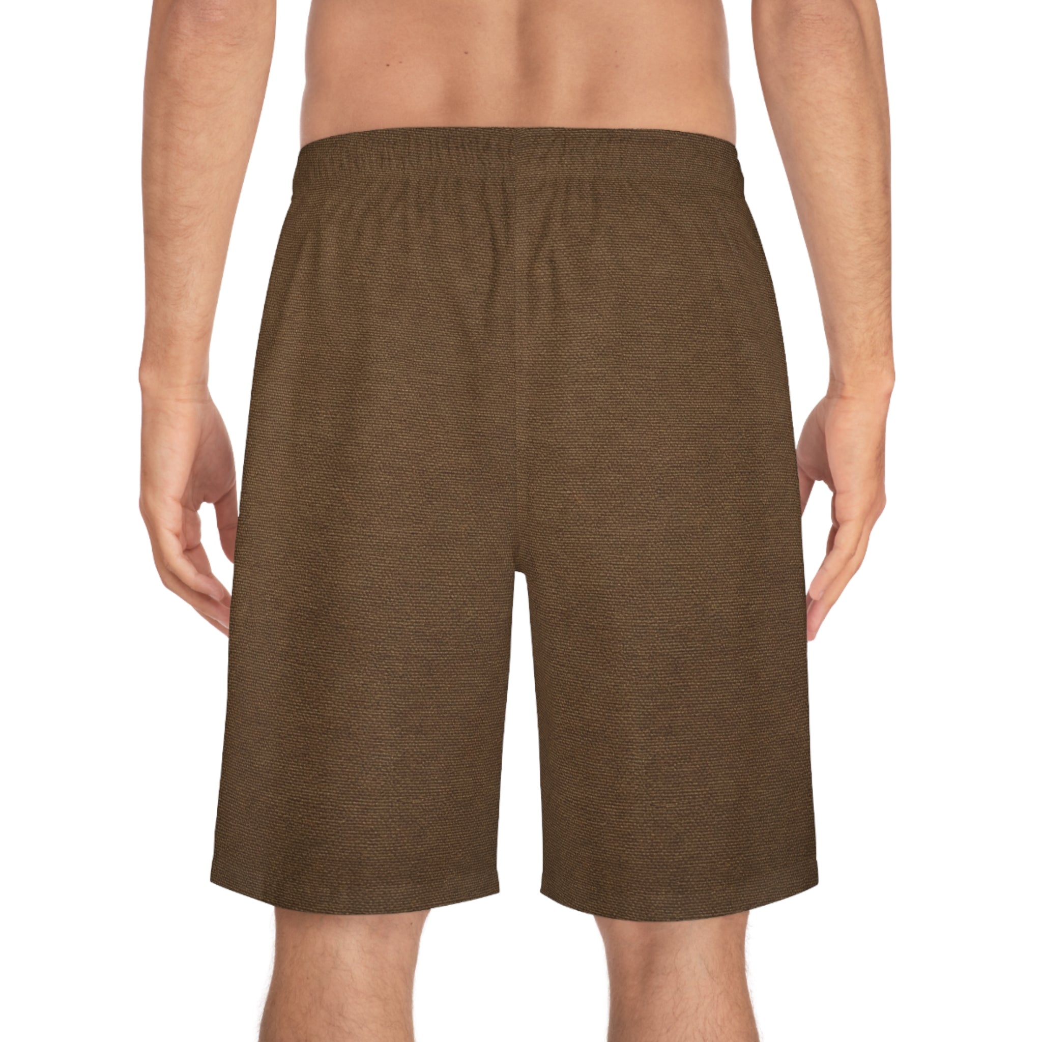 Brown Surf Heart Logo Board Shorts — Men's Casual Beach Swim Trunks - COY-OTE 