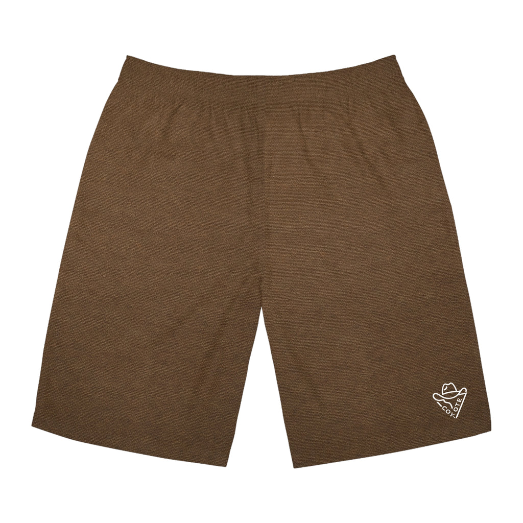 Brown Surf Heart Logo Board Shorts — Men's Casual Beach Swim Trunks - COY-OTE 
