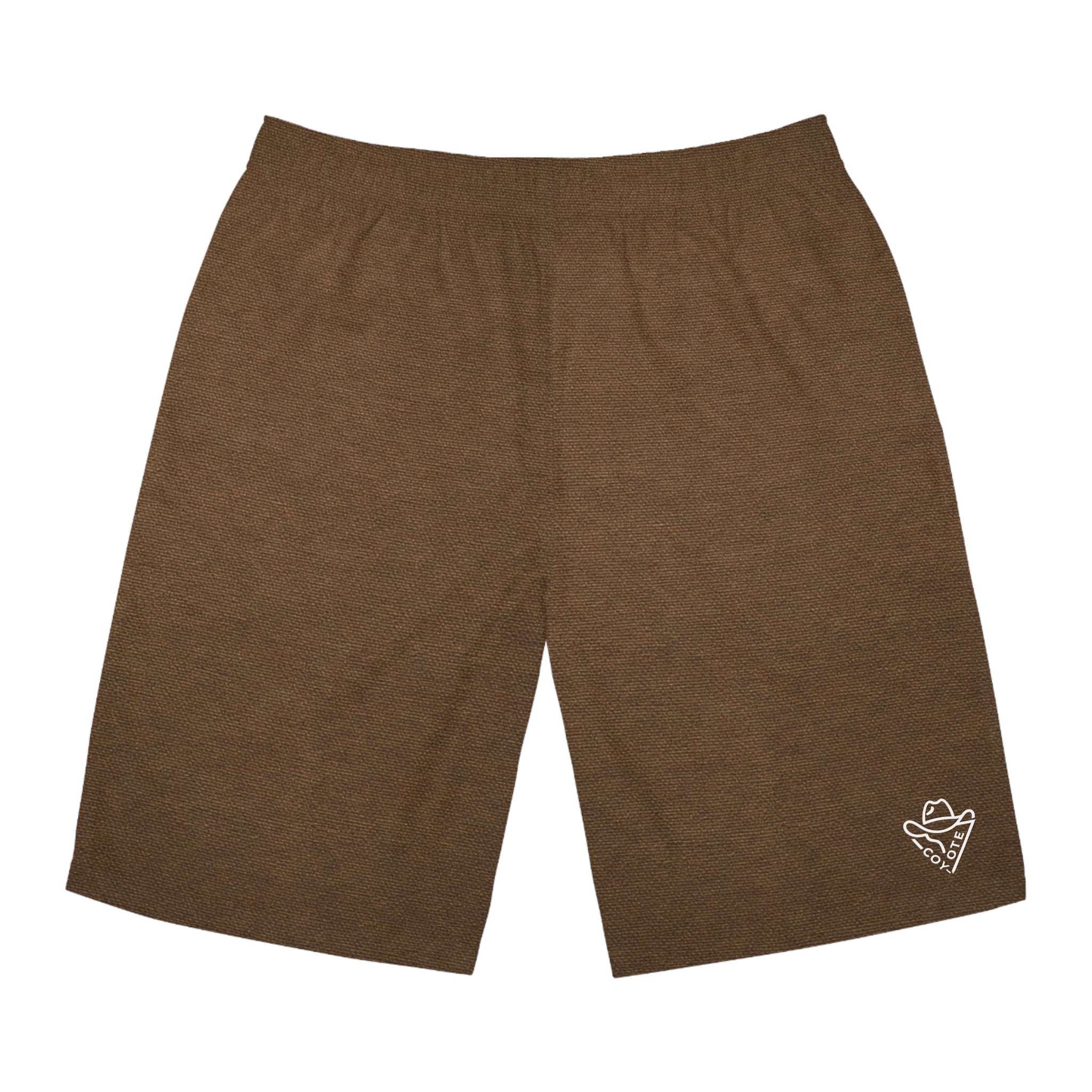 Brown Surf Heart Logo Board Shorts — Men's Casual Beach Swim Trunks - COY-OTE 