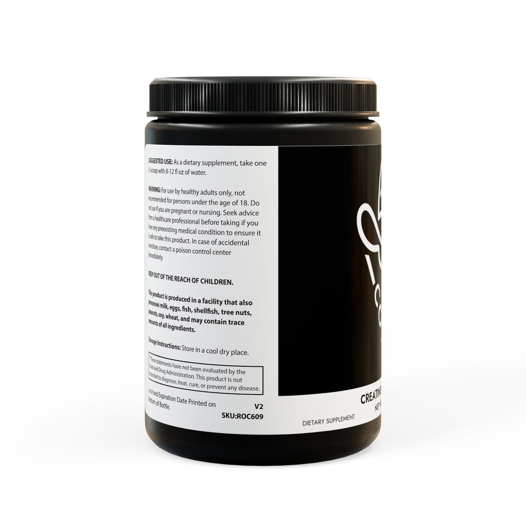 Creatine Monohydrate Supplement 300g by Printify in a clear container with a scoop for easy serving.