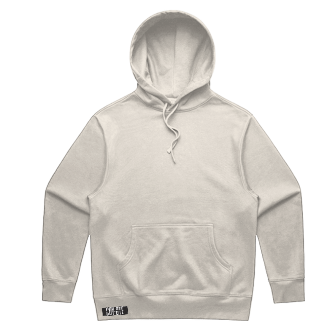Apliiq classic Coy-ote heavy hoodie in gray with front pocket and hood, casual streetwear style, shown on a plain background.